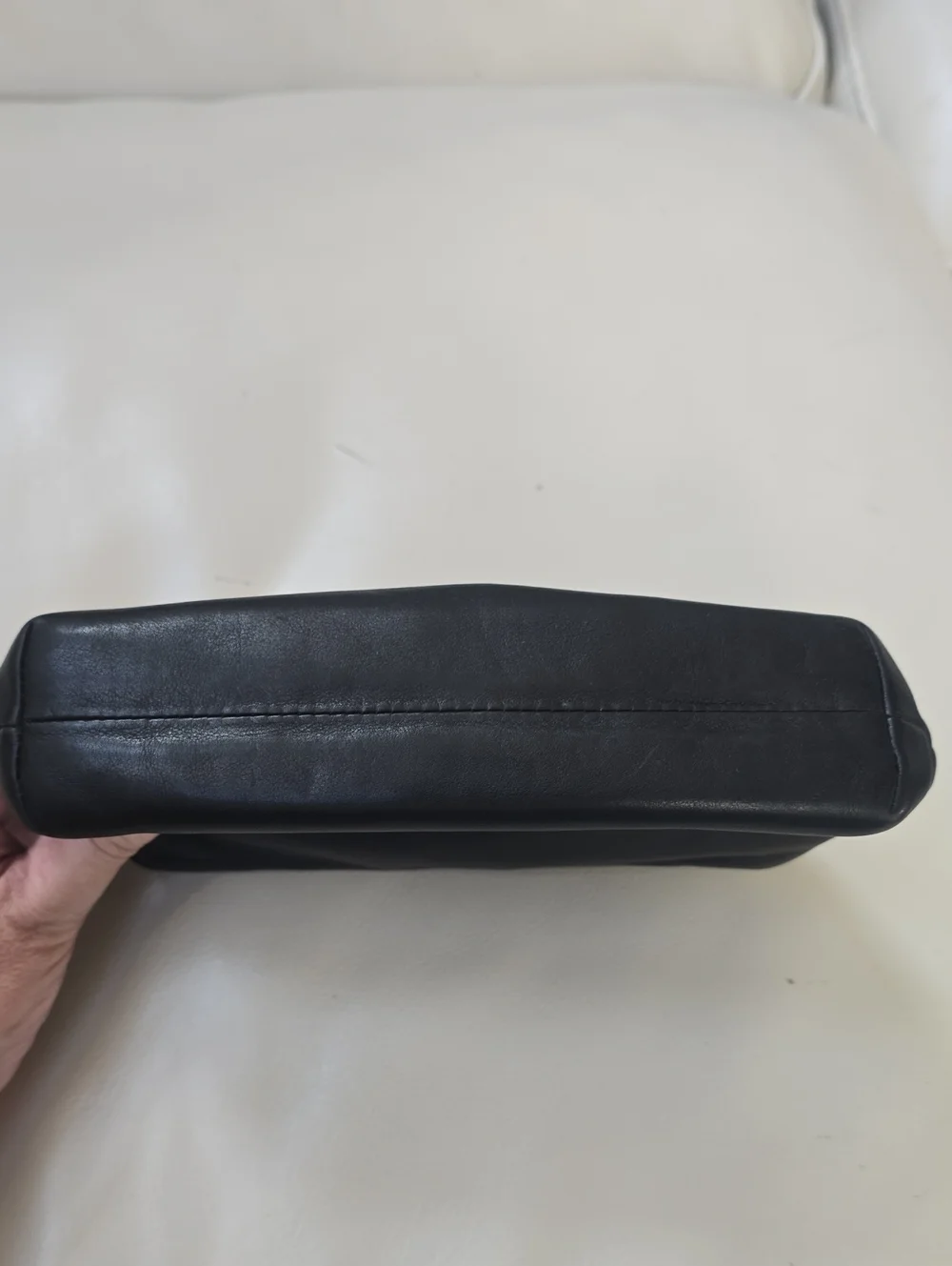 Gianni Versace Black Leather Medusa Vintage Cosmetic Pouch with Gold Emblem